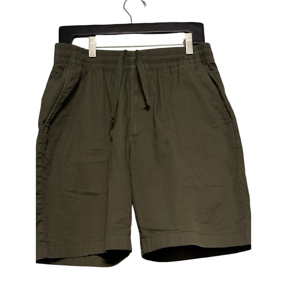 UNIQLO Men Stretch Easy Shorts 8” Olive Green Cotton Drawstring Chino M 30-33